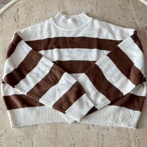 Striped Brown and White Women's Sweater